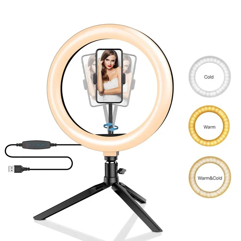 Photography Lightning - Dimmable26cm LED Ring Light Kit with