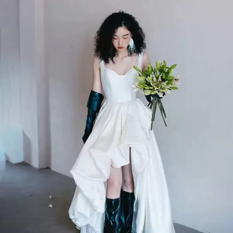Strap Short Skirt Wedding Dres - Photography Natural Lighting Basics avaliação e preço