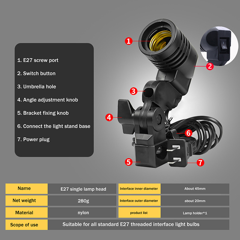 Hot Sale E27 AC Socket Lamp Si - Photography Lighting For Sale avaliação e preço